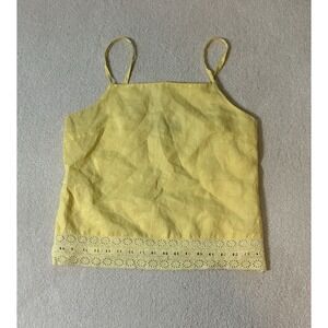 Dina K Womens S Linen Lace Yellow Tank Top Chemise